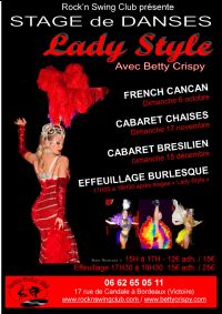 Stage Lady style FRENCH CANCAN. Le dimanche 6 octobre 2013 à Bordeaux. Gironde.  15h00